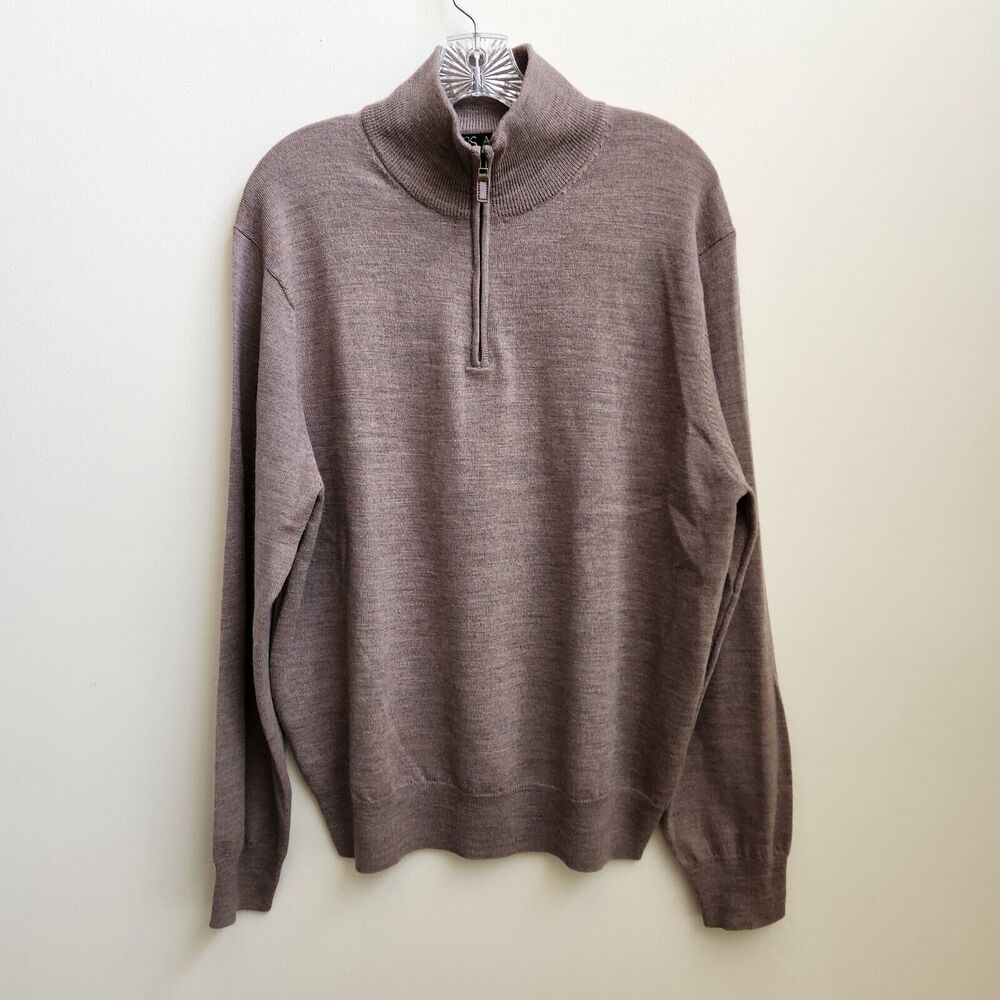 Jos A Bank Sweater Men's M Beige Merino Wool Minimalist Business Casual Classic
